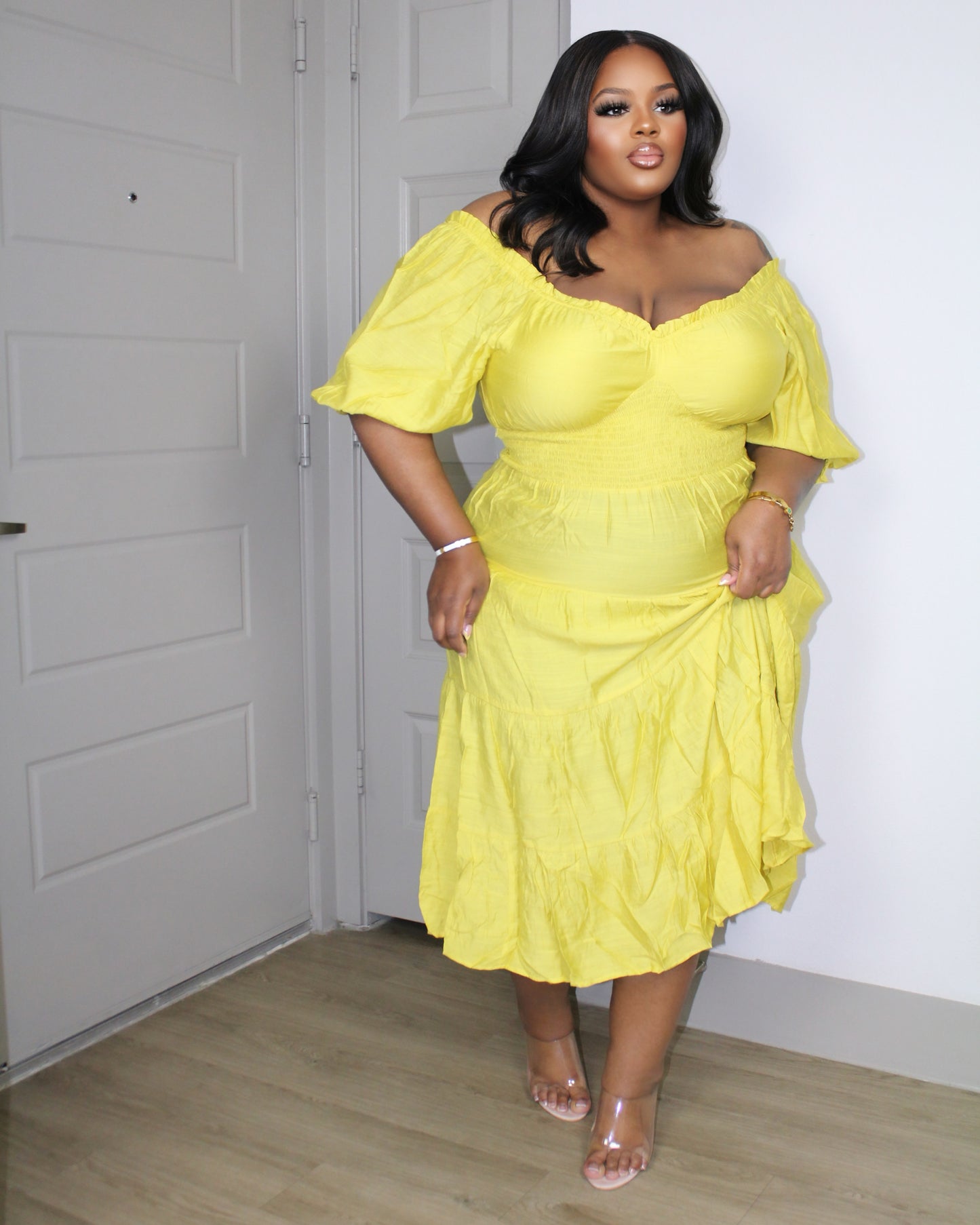 HONEY YELLOW MIDI DRESS